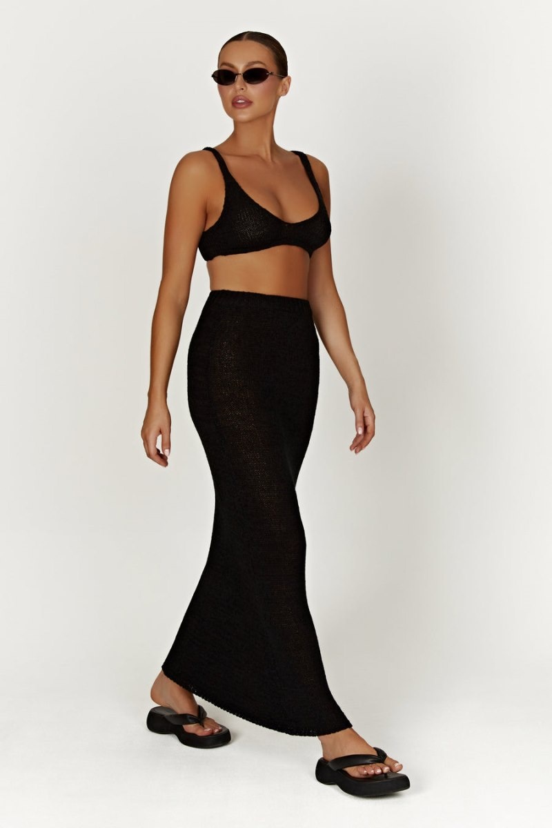 Women's Meshki Mary Knit Maxi Skirts Black Australia | B2P-2981