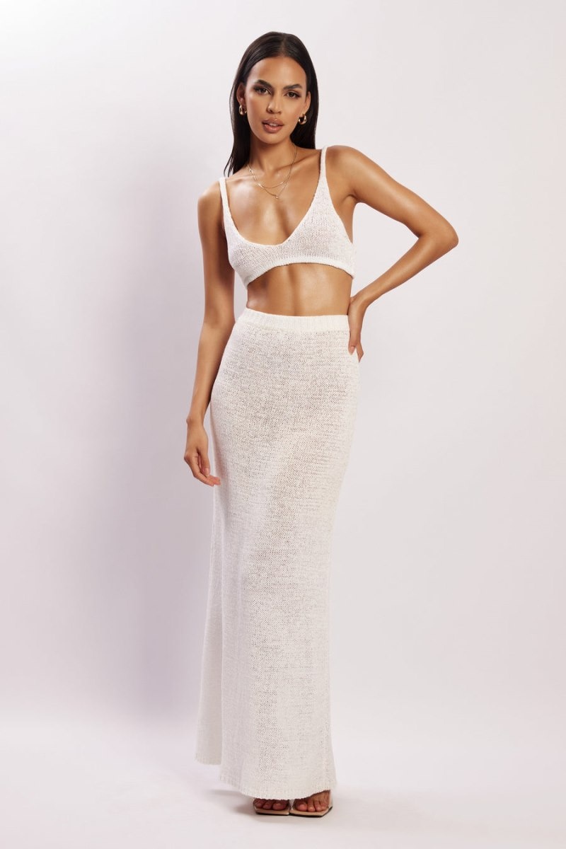 Women's Meshki Mary Knit Maxi Skirts White Australia | N1H-8959