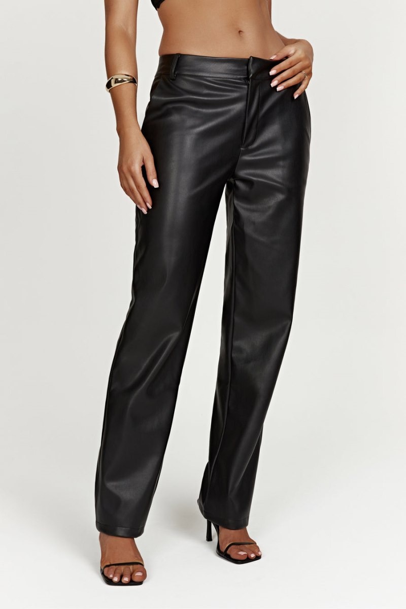 Women's Meshki Matilda Slouchy Low Rise Faux Leather Pants Black Australia | M0I-1480