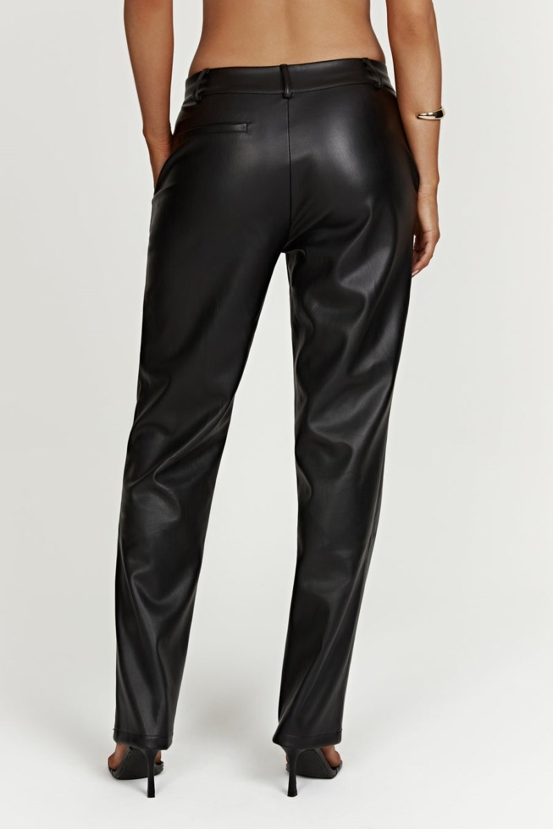 Women's Meshki Matilda Slouchy Low Rise Faux Leather Pants Black Australia | M0I-1480