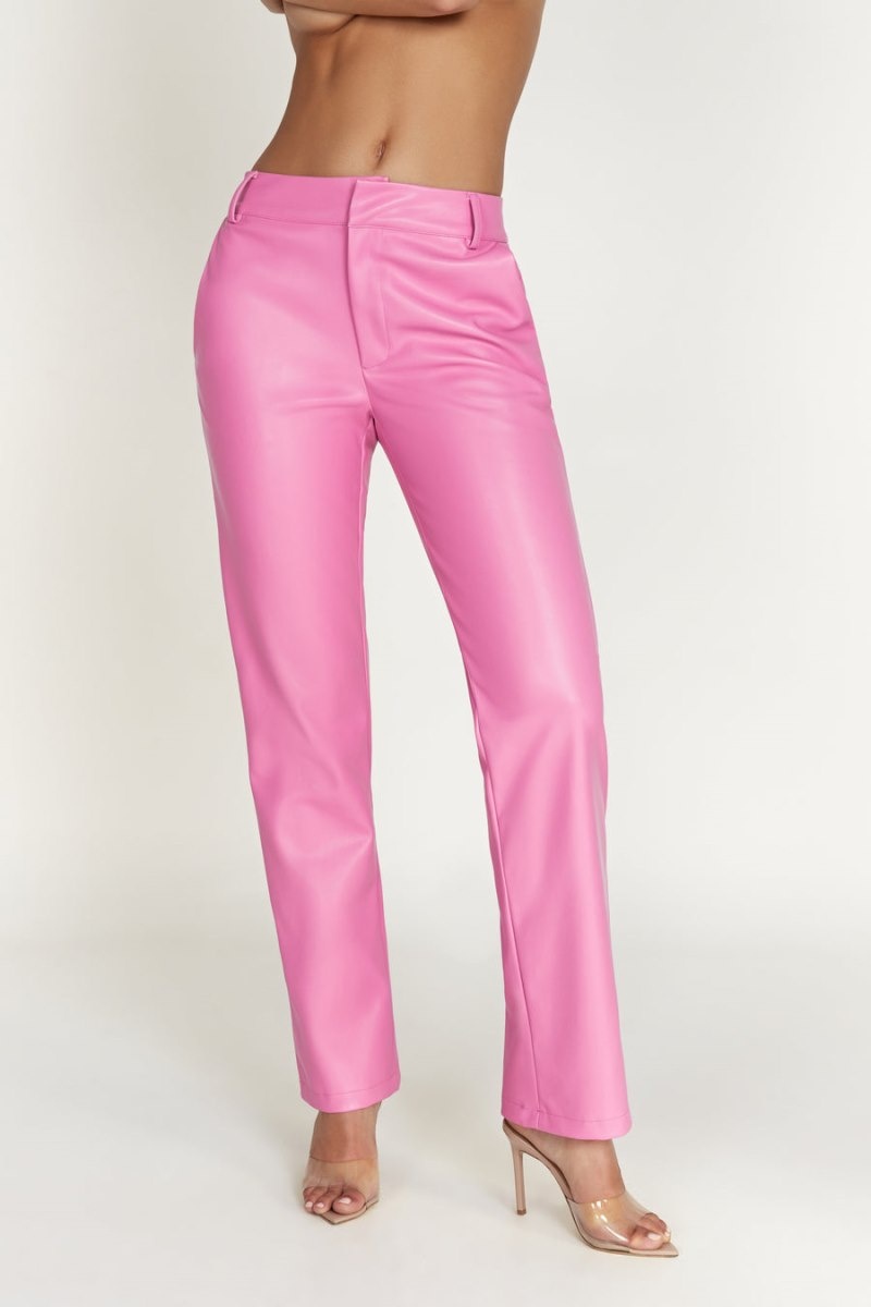 Women's Meshki Matilda Slouchy Low Rise Faux Leather Pants Rose Pink Australia | C7B-5749