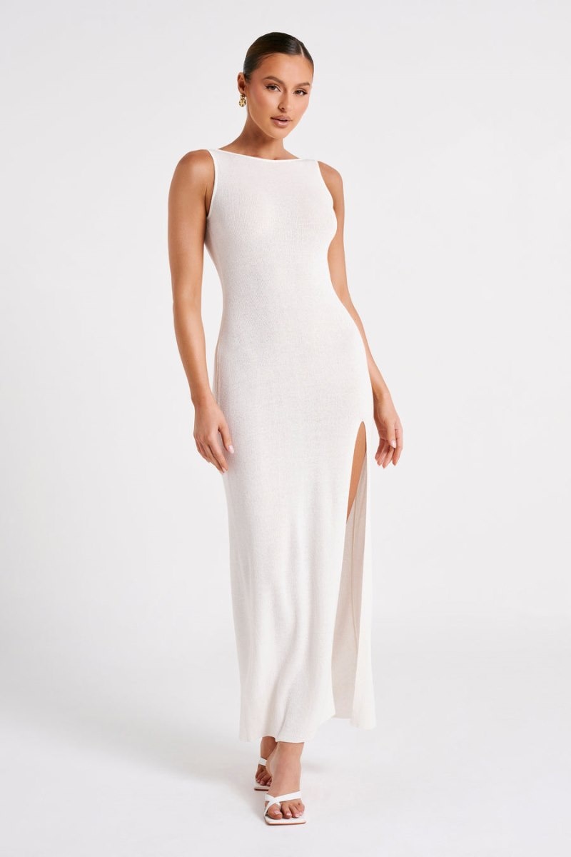 Women's Meshki Maxine Sheer Knit Maxi Dress White Australia | H5V-7896