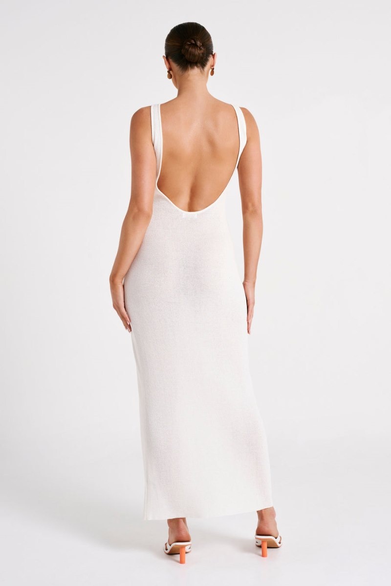 Women's Meshki Maxine Sheer Knit Maxi Dress White Australia | H5V-7896