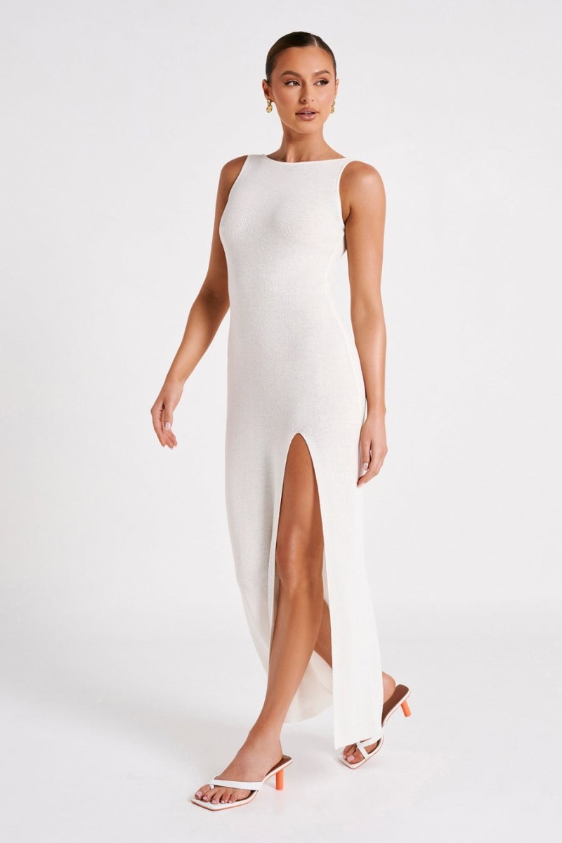 Women's Meshki Maxine Sheer Knit Maxi Dress White Australia | H5V-7896