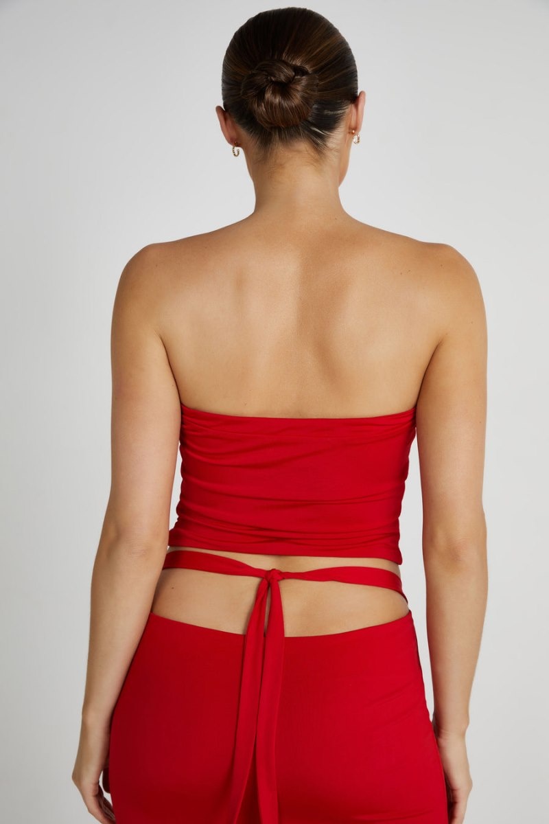 Women's Meshki Megan Strapless Rose Tops Red Australia | E2W-4688