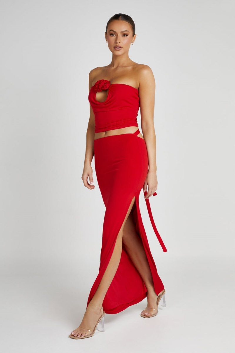 Women's Meshki Megan Strapless Rose Tops Red Australia | E2W-4688