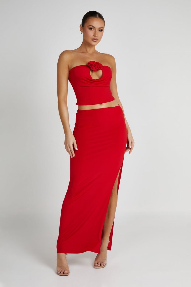 Women's Meshki Megan Strapless Rose Tops Red Australia | E2W-4688