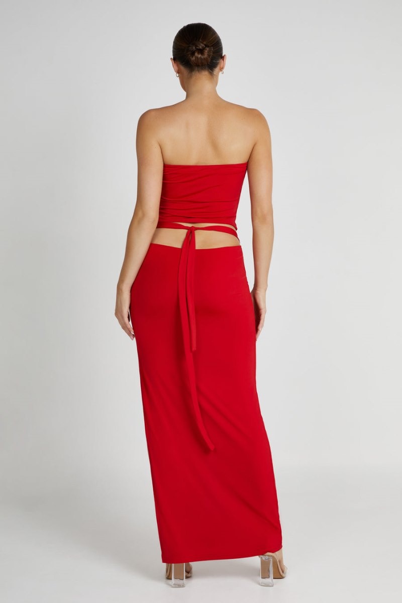 Women's Meshki Megan Strapless Rose Tops Red Australia | E2W-4688