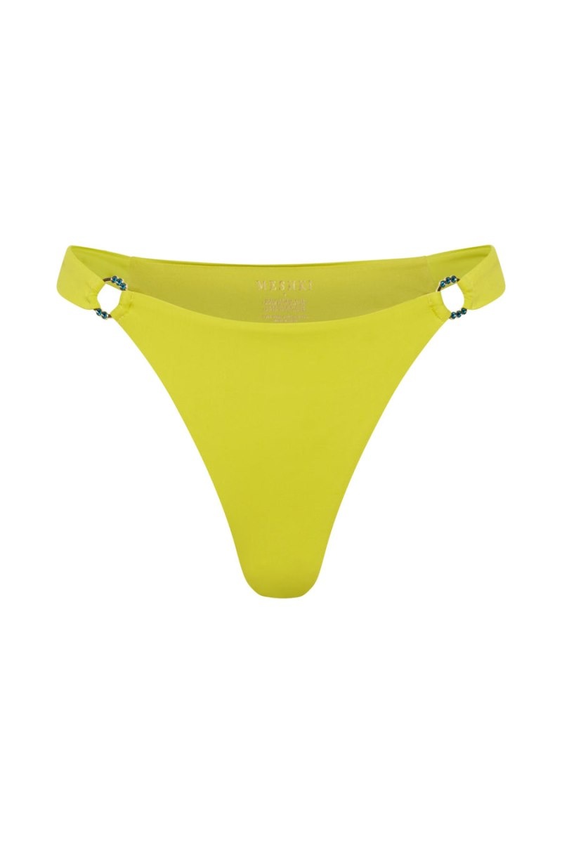 Women's Meshki Melody Melody Recycled Nylon Thick Strap Bikini Bottoms With Diamante Trim Bikinis Green Australia | Z4G-7538