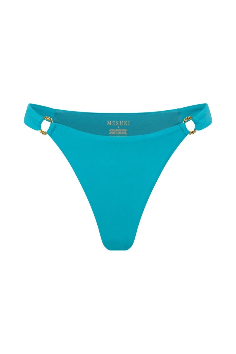 Women's Meshki Melody Melody Recycled Nylon Thick Strap Bikini Bottoms With Diamante Trim Bikinis Turquoise Australia | G7R-9182