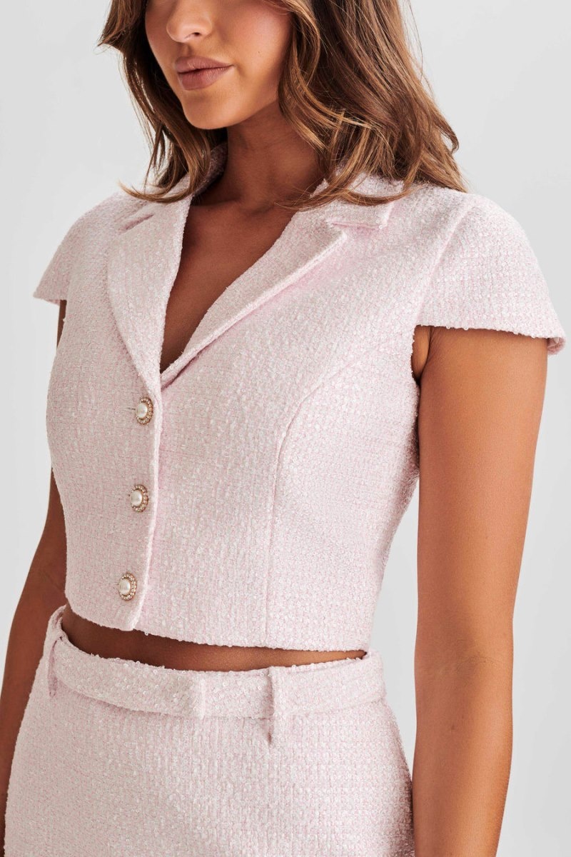 Women's Meshki Mercer Tweed Tops Pink Australia | V0Y-5526