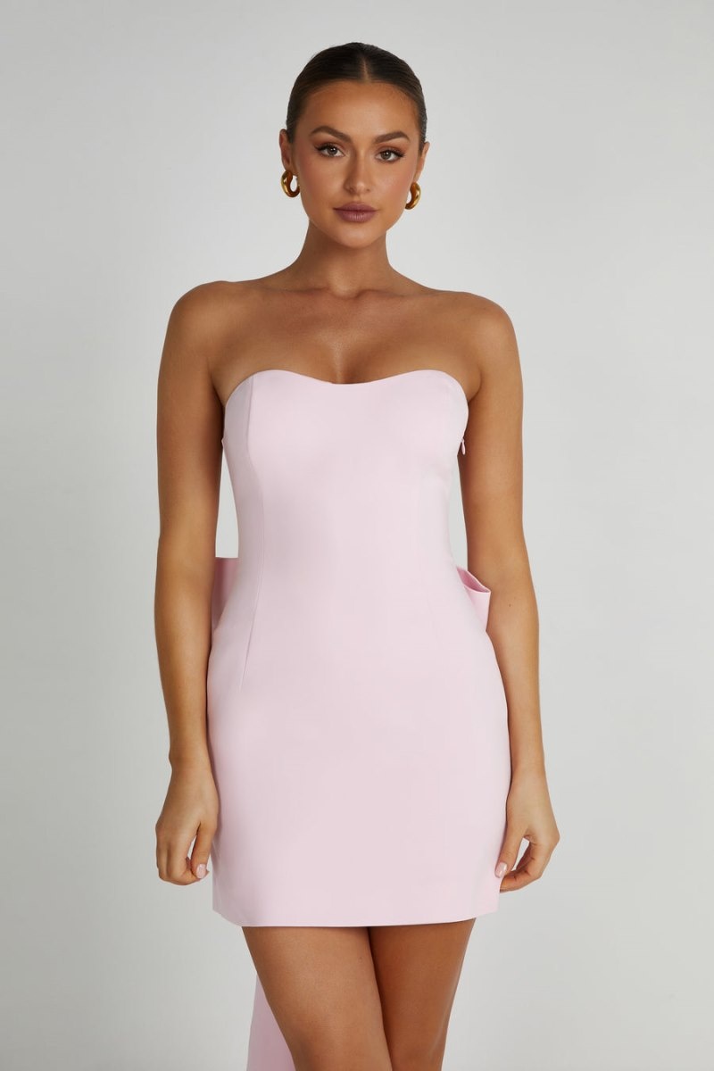 Women's Meshki Meredith Strapless Bow Mini Dress Pink Australia | I2G-1080