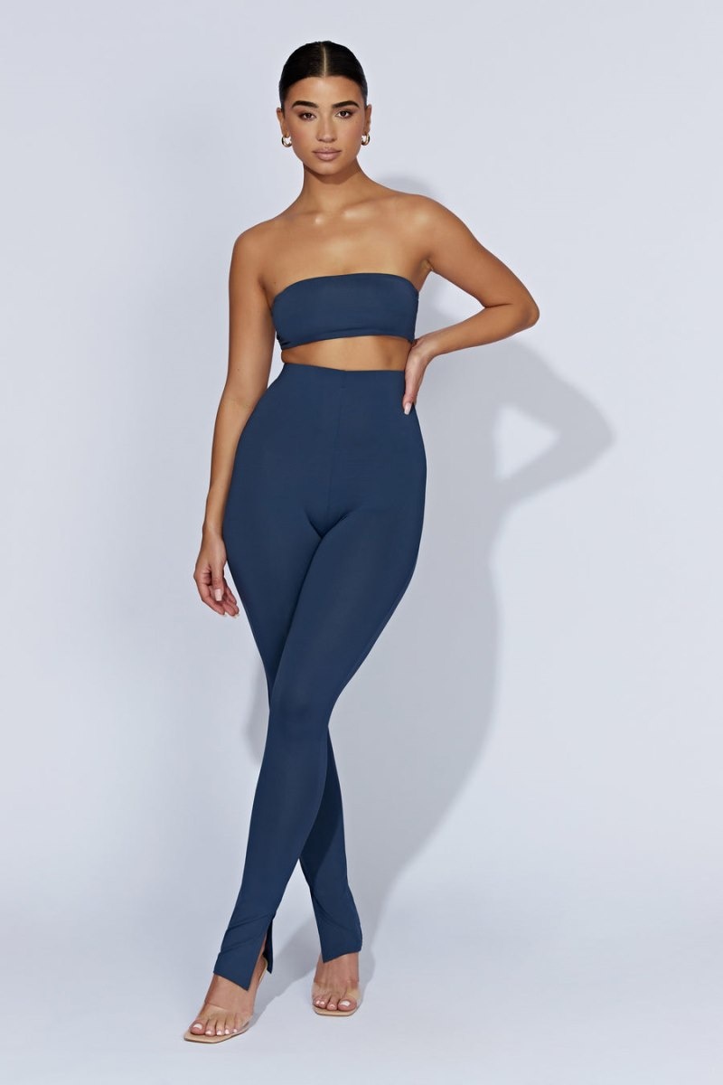 Women's Meshki Michelle Side Split Leggings Navy Australia | F1G-3089