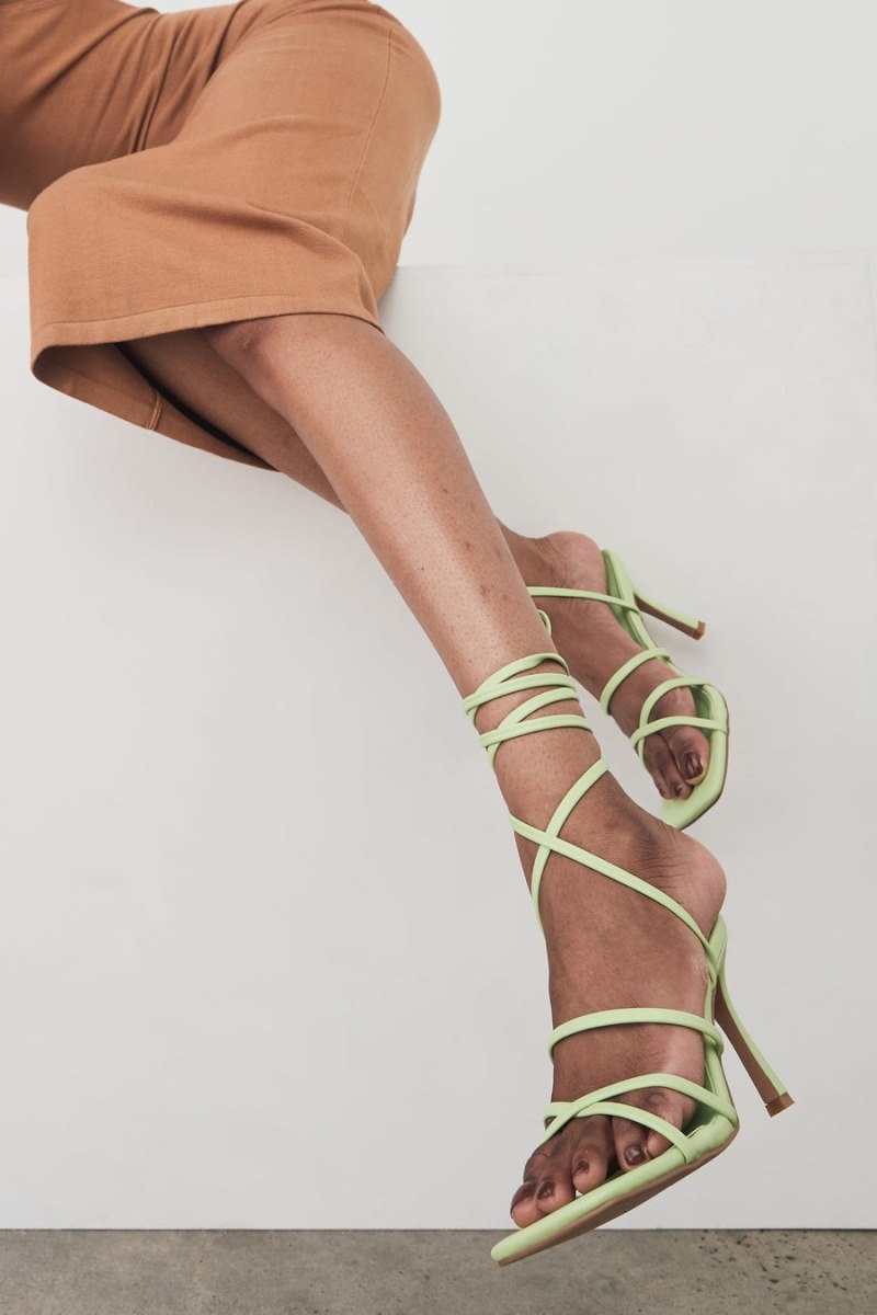 Women's Meshki Milly Faux Leather Wrap Around Heels Light Green Australia | I7M-3778