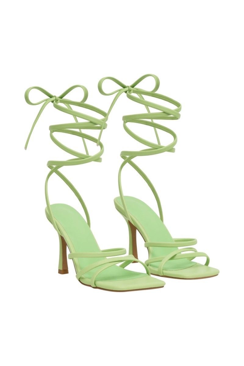 Women's Meshki Milly Faux Leather Wrap Around Heels Light Green Australia | I7M-3778