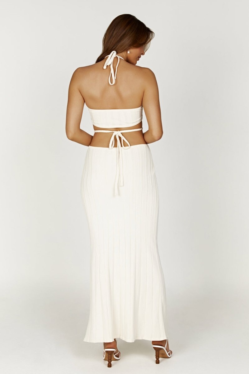 Women's Meshki Minerva Cut Out Knit Maxi Dress White Australia | D0V-3551