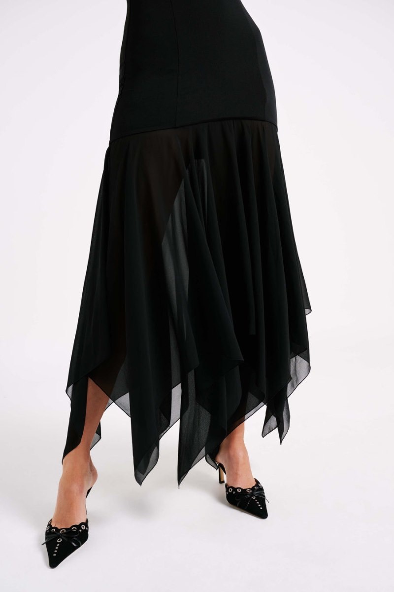 Women's Meshki Minka Chiffon Maxi Dress Black Australia | Q5K-6655