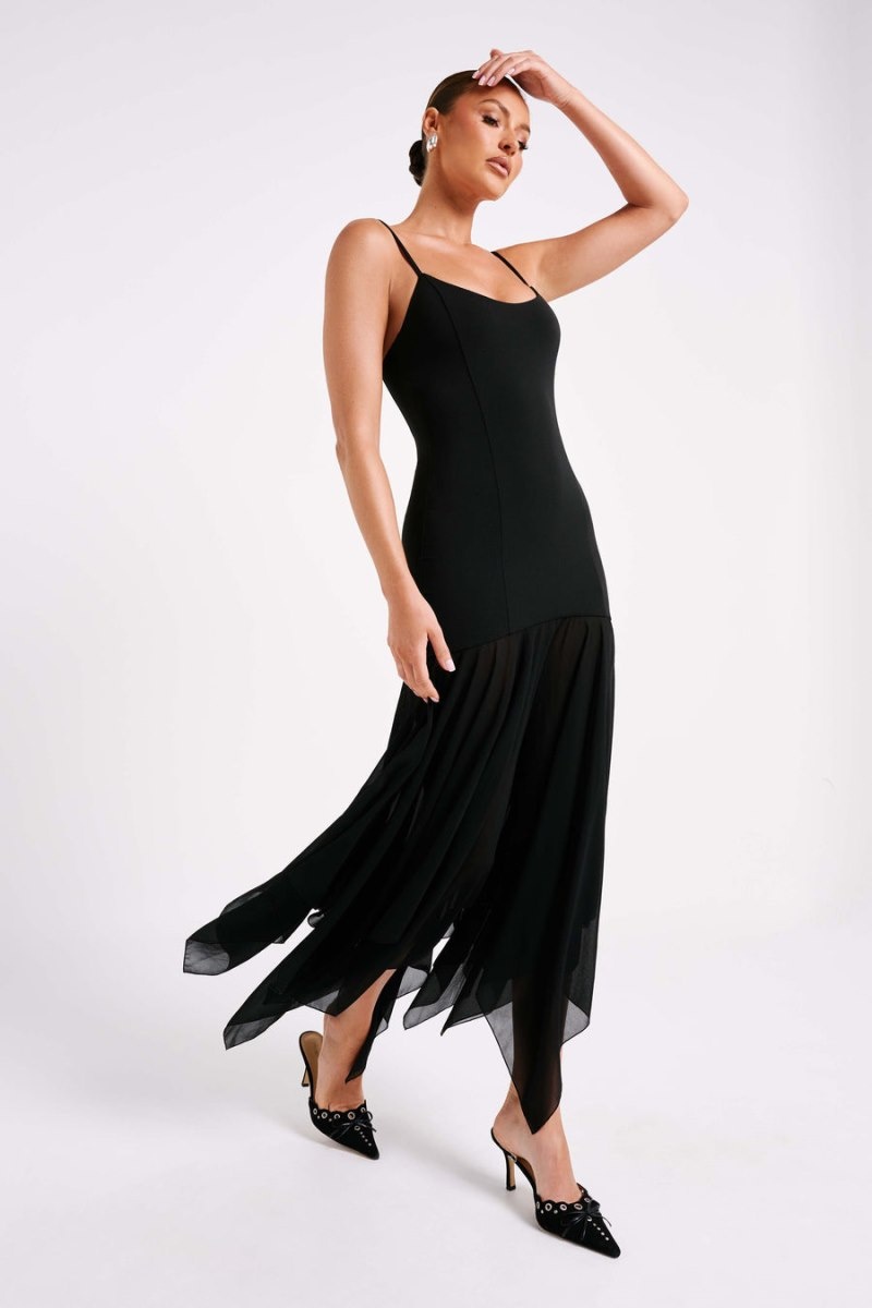 Women's Meshki Minka Chiffon Maxi Dress Black Australia | Q5K-6655