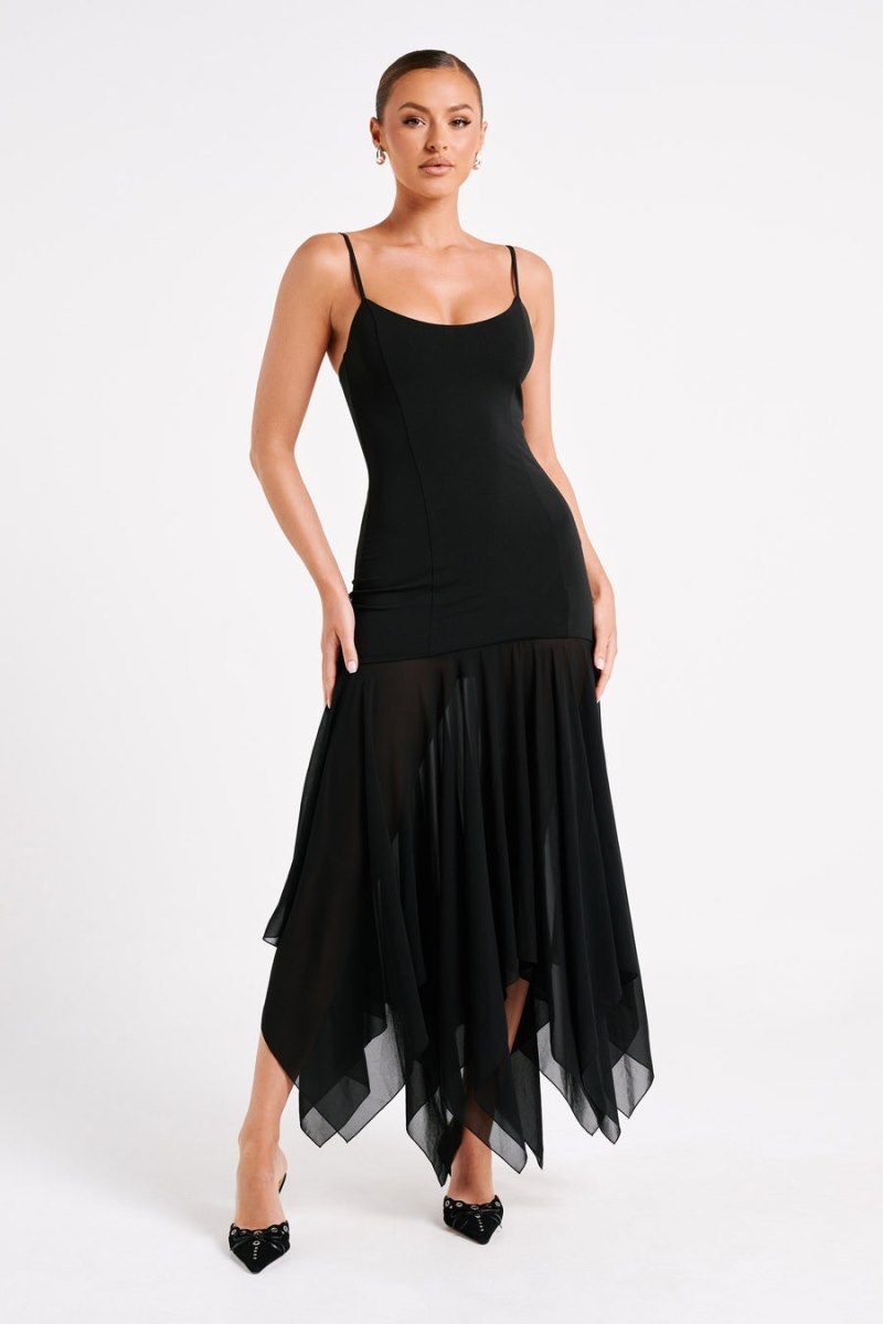 Women's Meshki Minka Chiffon Maxi Dress Black Australia | Q5K-6655