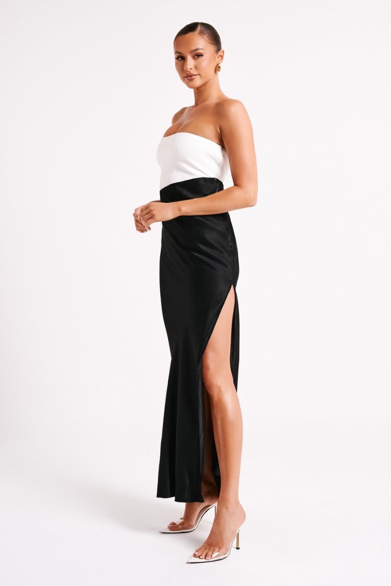 Women's Meshki Miranda Contrast Maxi Dress Black / White Australia | J7Y-9060