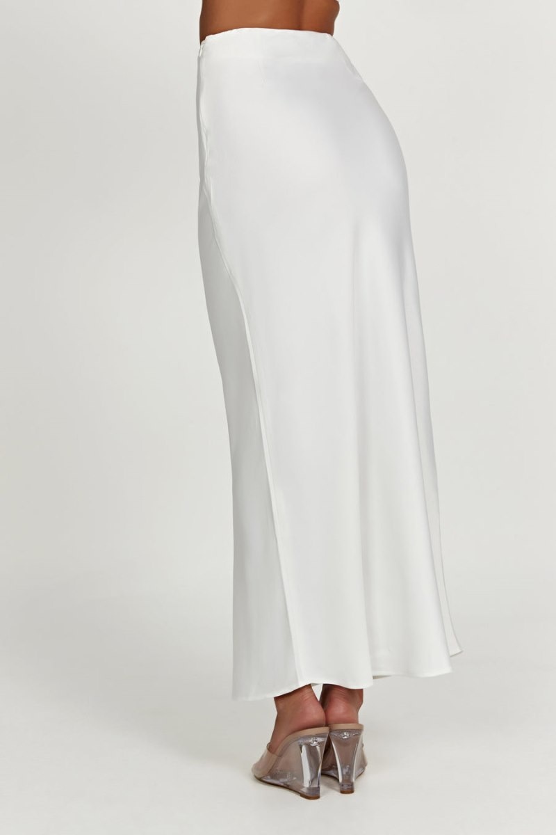 Women's Meshki Missy Maxi Satin Skirts White Australia | W2R-6418