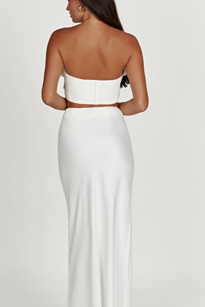 Women's Meshki Missy Maxi Satin Skirts White Australia | W2R-6418