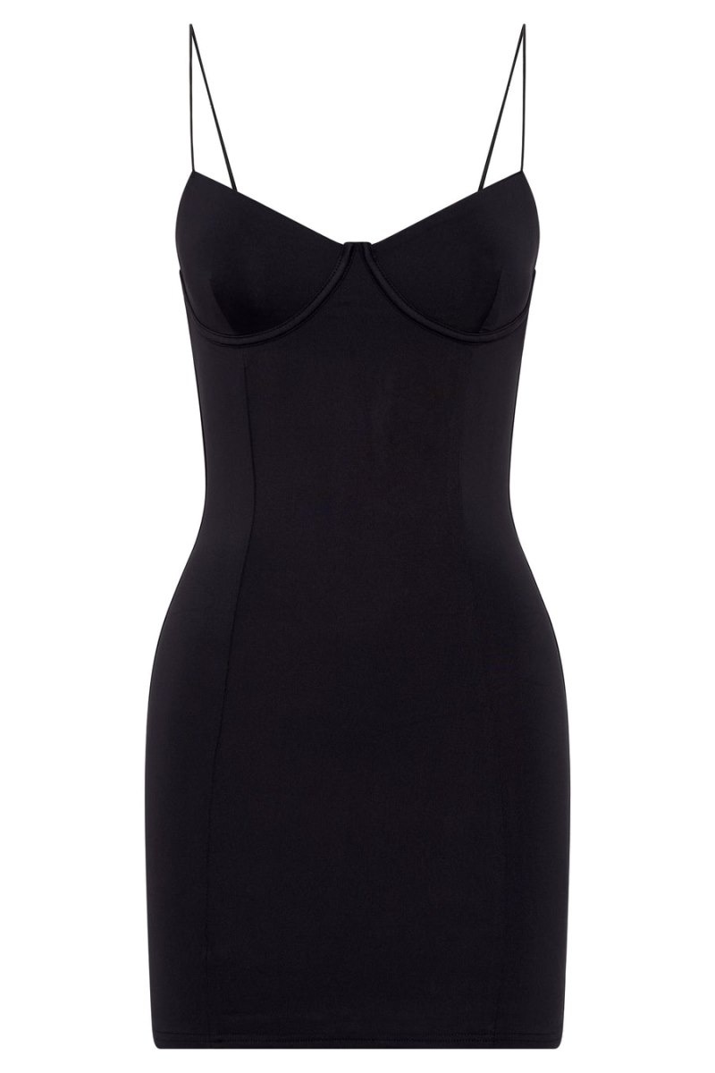 Women's Meshki Misty Contour Mini Dress Black Australia | S0G-4499