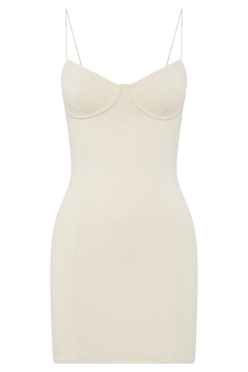 Women's Meshki Misty Contour Mini Dress Cream Australia | W0H-4841