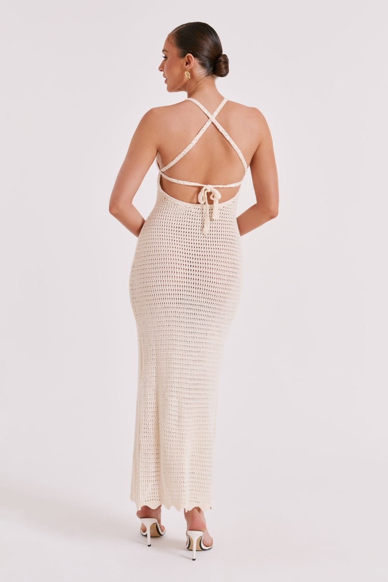 Women's Meshki Monica Crochet Knit Maxi Dress White Australia | K9O-9601