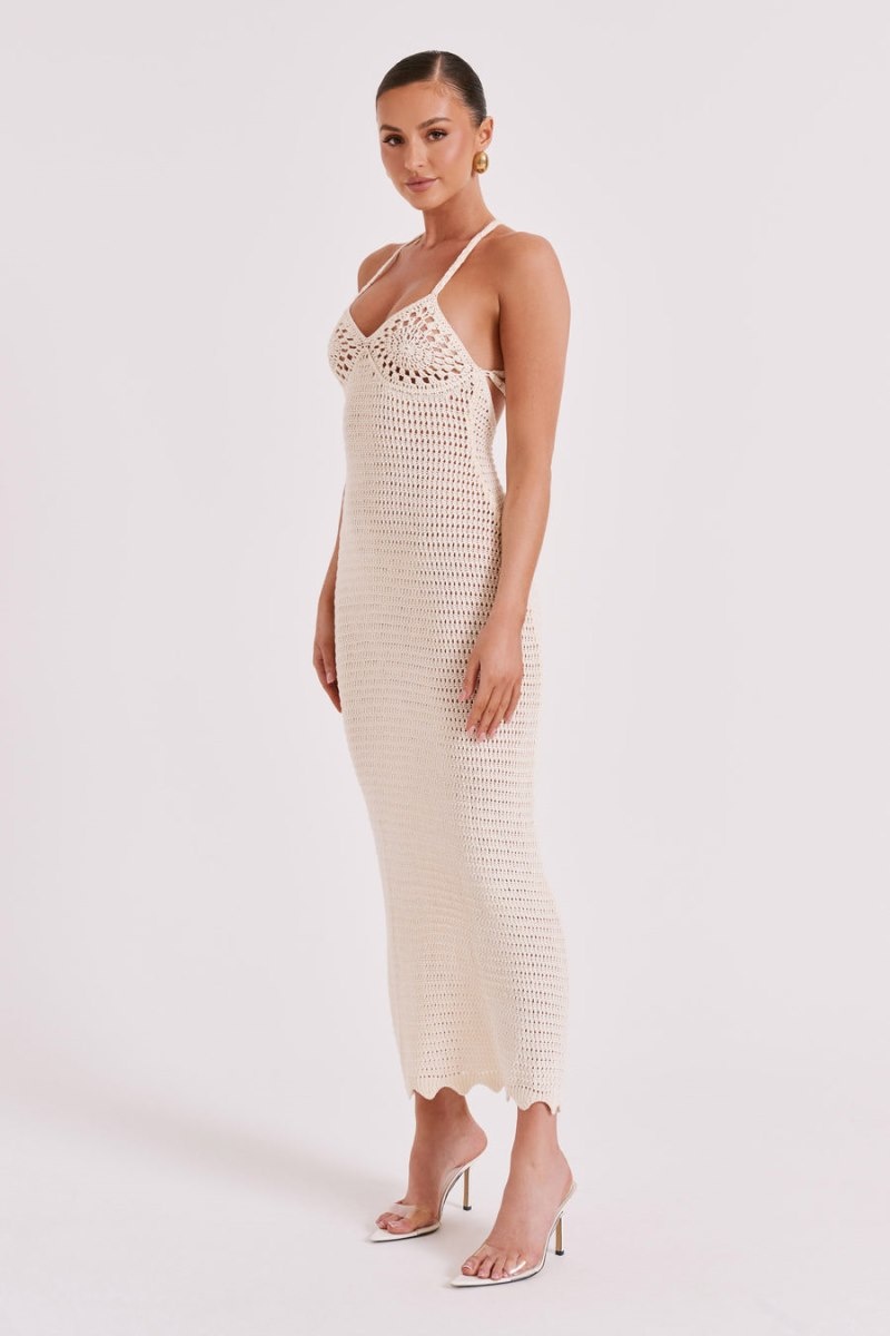 Women's Meshki Monica Crochet Knit Maxi Dress White Australia | K9O-9601