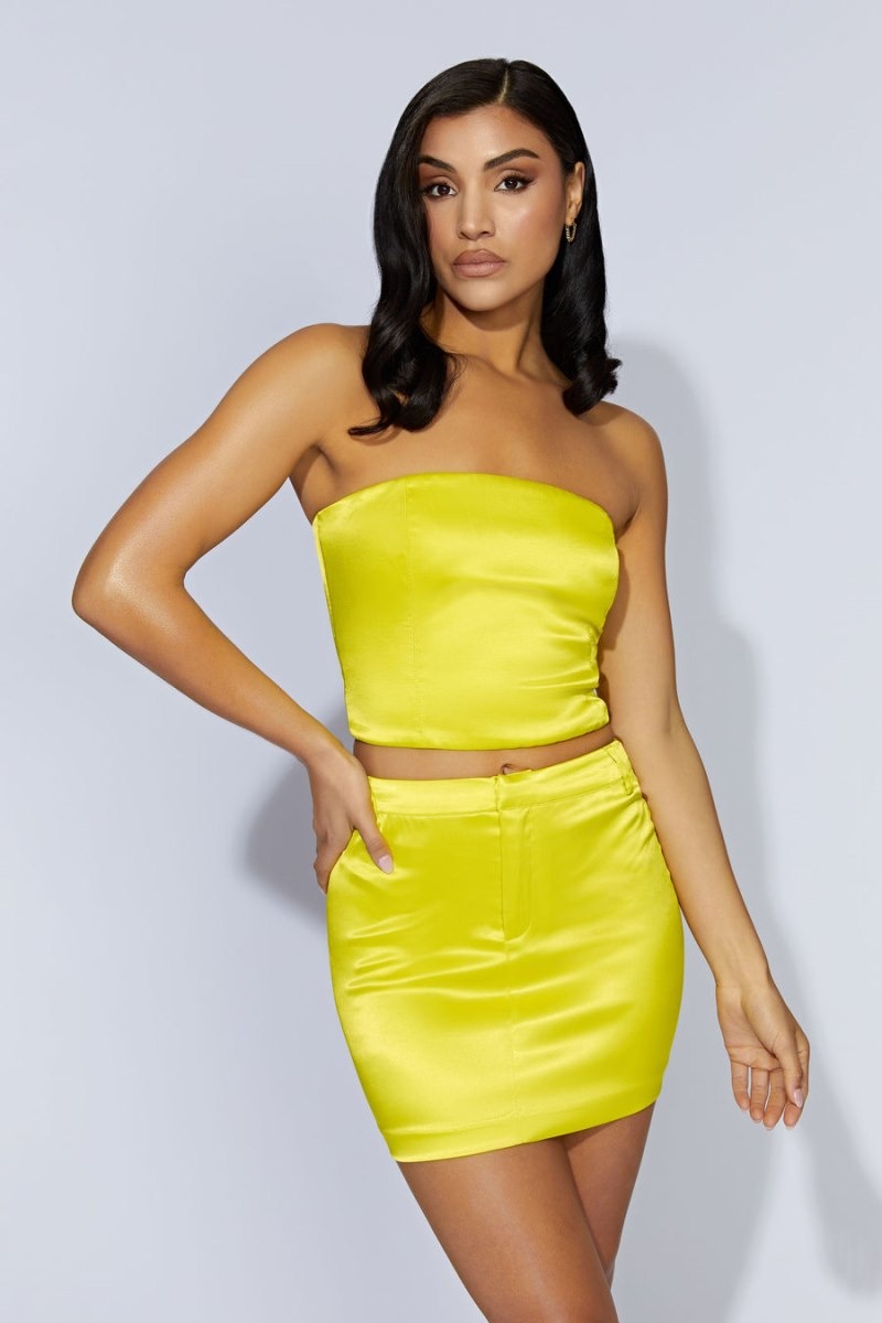 Women's Meshki Monique Satin Tube Tops Green Australia | I7N-2179