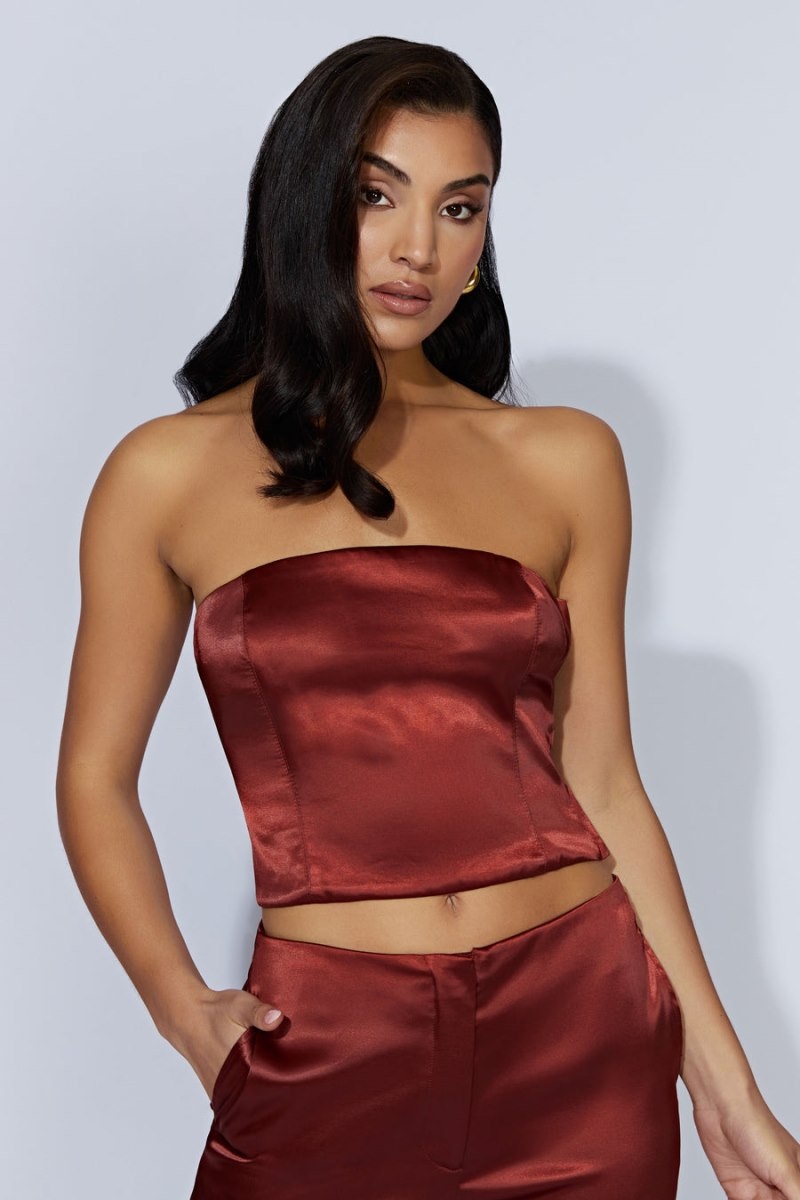 Women's Meshki Monique Satin Tube Tops Red Australia | C2H-1704