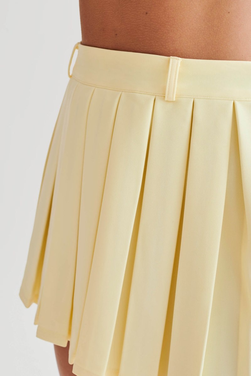 Women's Meshki Mura Pleated Mini Skirts Lemon Australia | S4W-3353