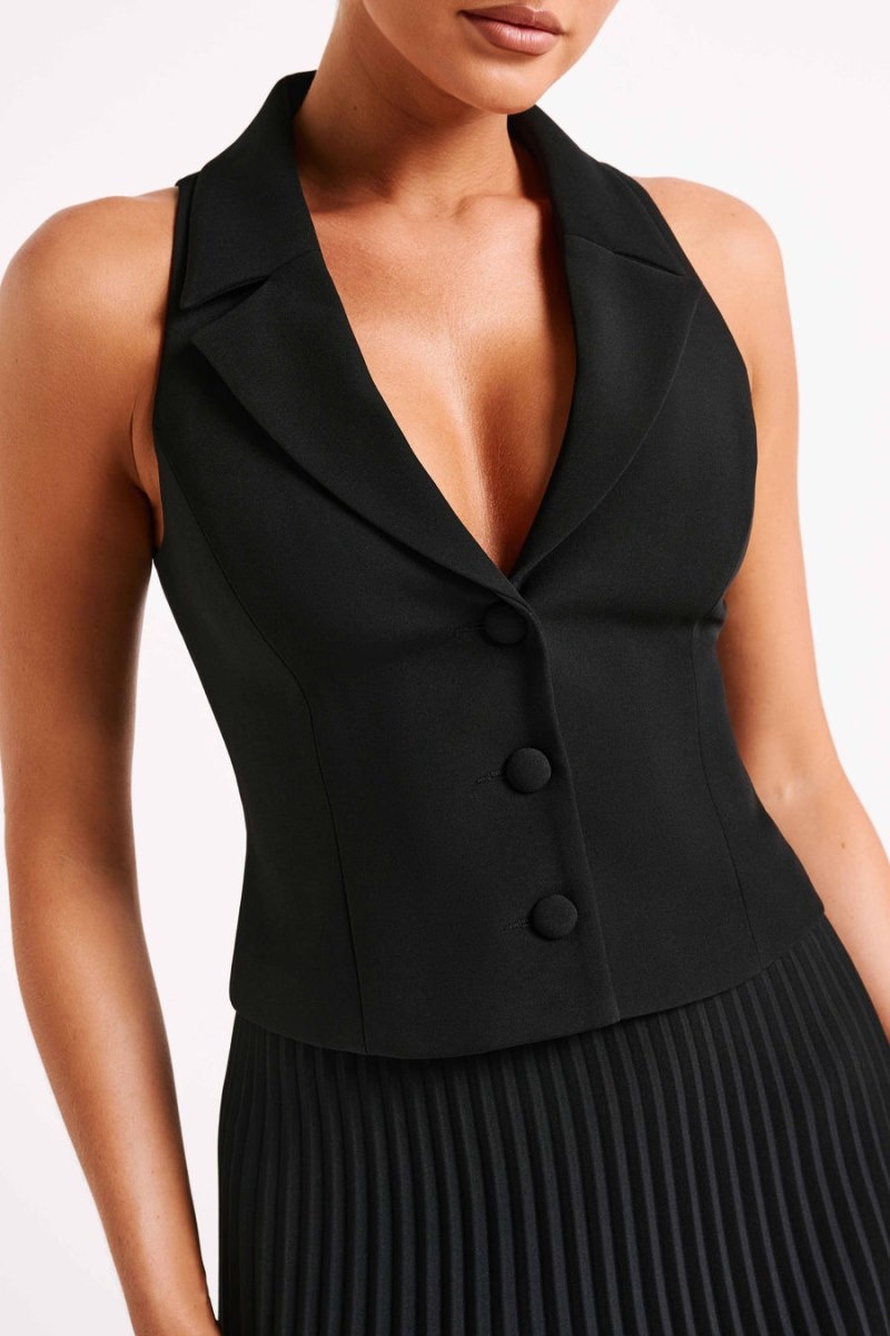 Women's Meshki Mura Suiting Vest Black Australia | R4J-4964