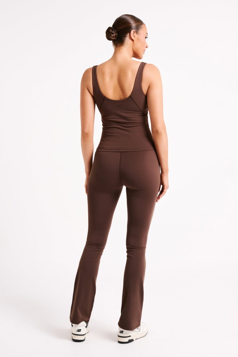 Women's Meshki Nadine Yoga Tops Dark Chocolate Australia | W5U-4907