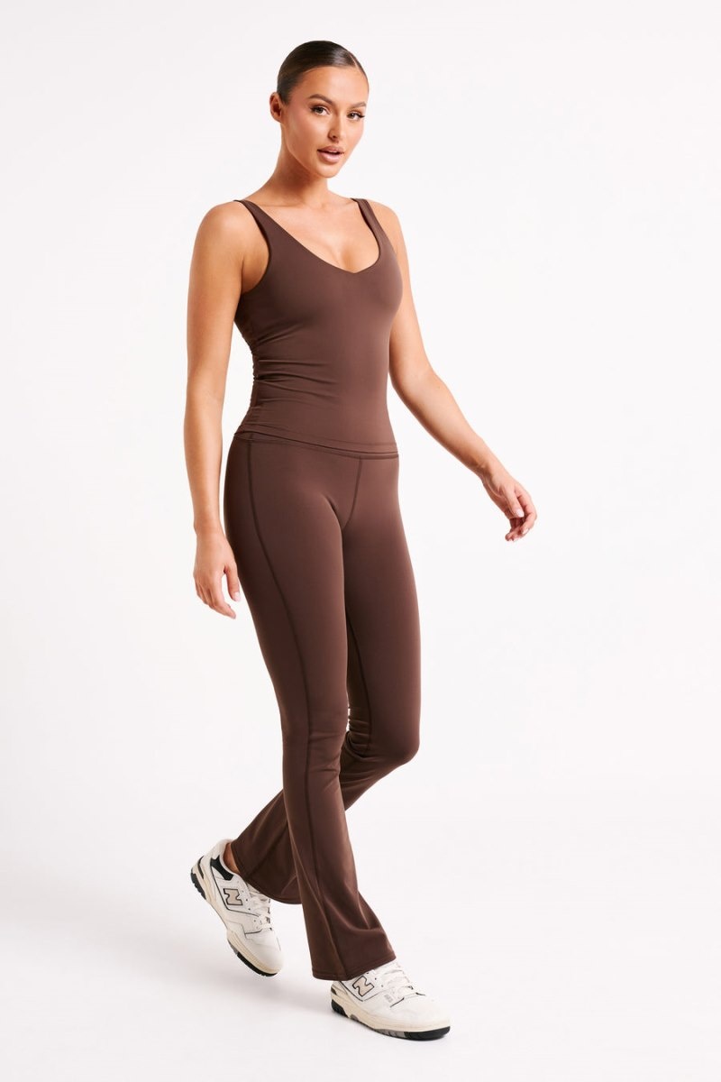 Women's Meshki Nadine Yoga Tops Dark Chocolate Australia | W5U-4907