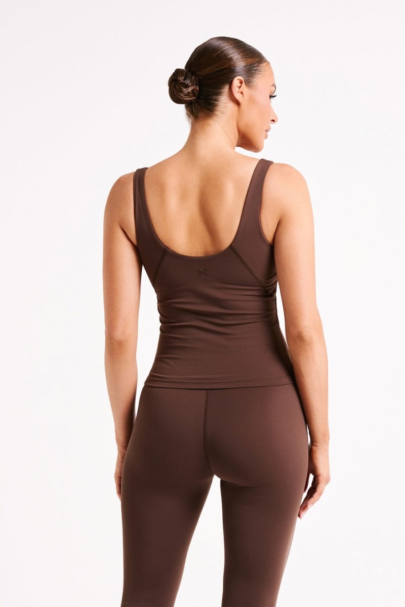 Women's Meshki Nadine Yoga Tops Dark Chocolate Australia | W5U-4907