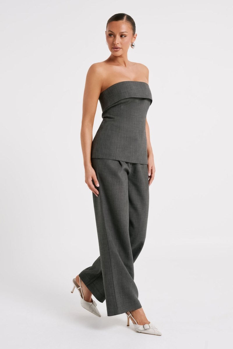 Women's Meshki Natalie Textured Strapless Tops Deep Grey Australia | Q1V-4684