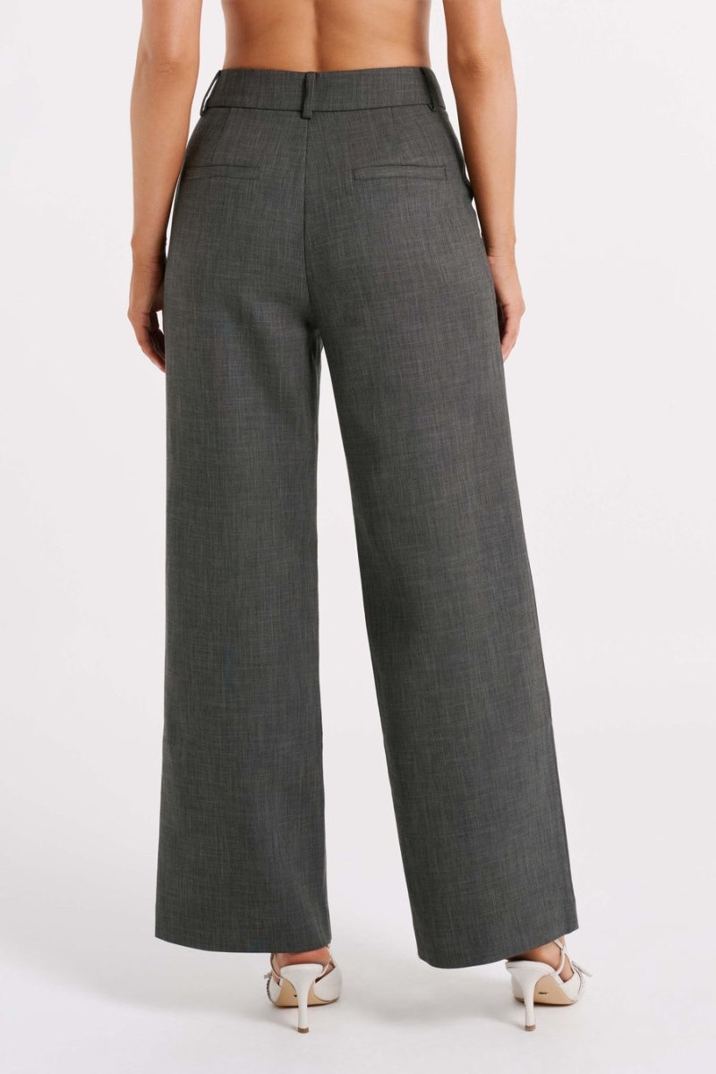 Women's Meshki Natalie Textured Wide Leg Pants Deep Grey Australia | F1B-5378