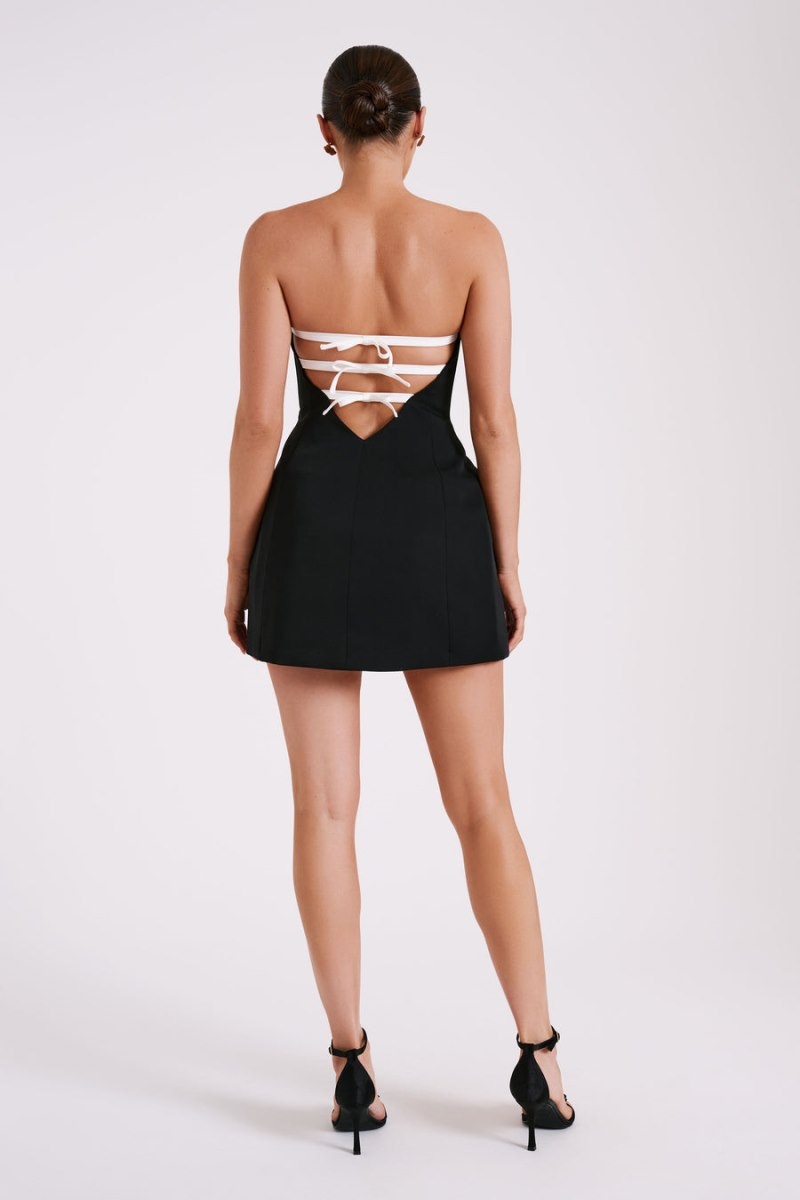 Women's Meshki Neeka Strapless Bow Back Mini Dress Black Australia | M3L-4090