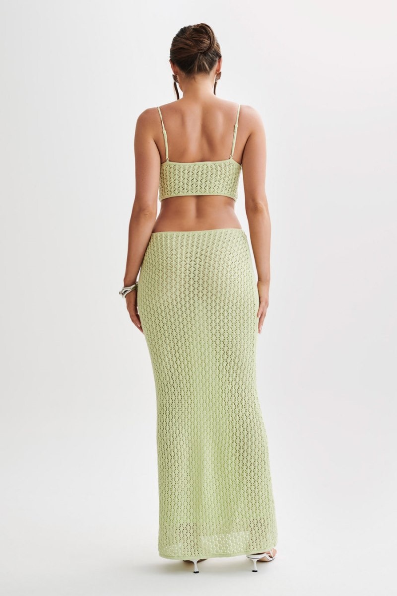 Women's Meshki Nerida Knit Cut Out Maxi Dress Green Australia | B6Z-5383