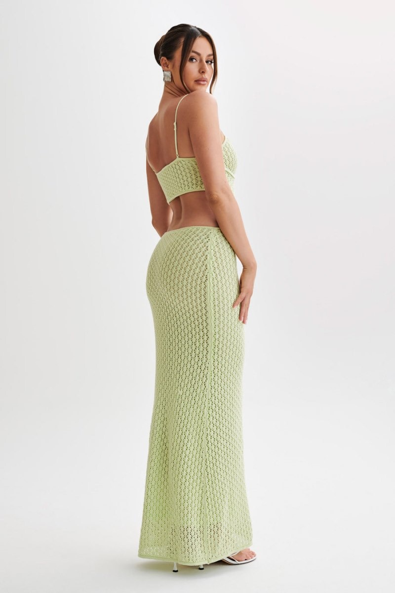 Women's Meshki Nerida Knit Cut Out Maxi Dress Green Australia | B6Z-5383