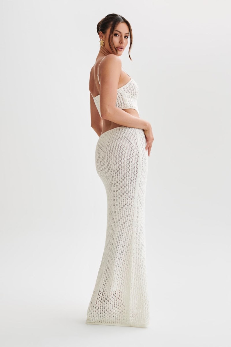 Women's Meshki Nerida Knit Cut Out Maxi Dress White Australia | M9D-5505