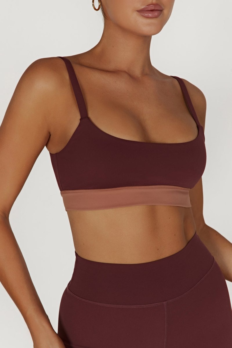 Women's Meshki Nickie Two Tone Sports Bralettes Dark Red / Tan Australia | V3A-4728