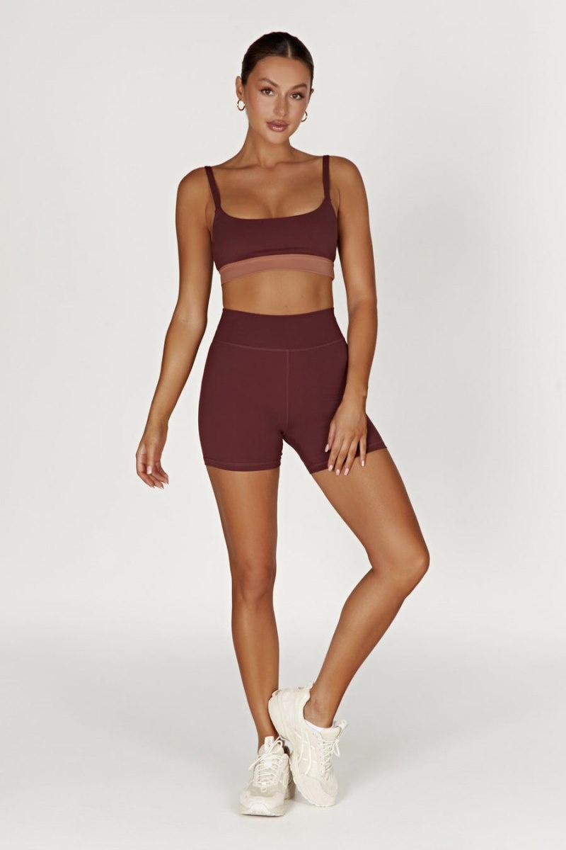 Women's Meshki Nickie Two Tone Sports Bralettes Dark Red / Tan Australia | V3A-4728