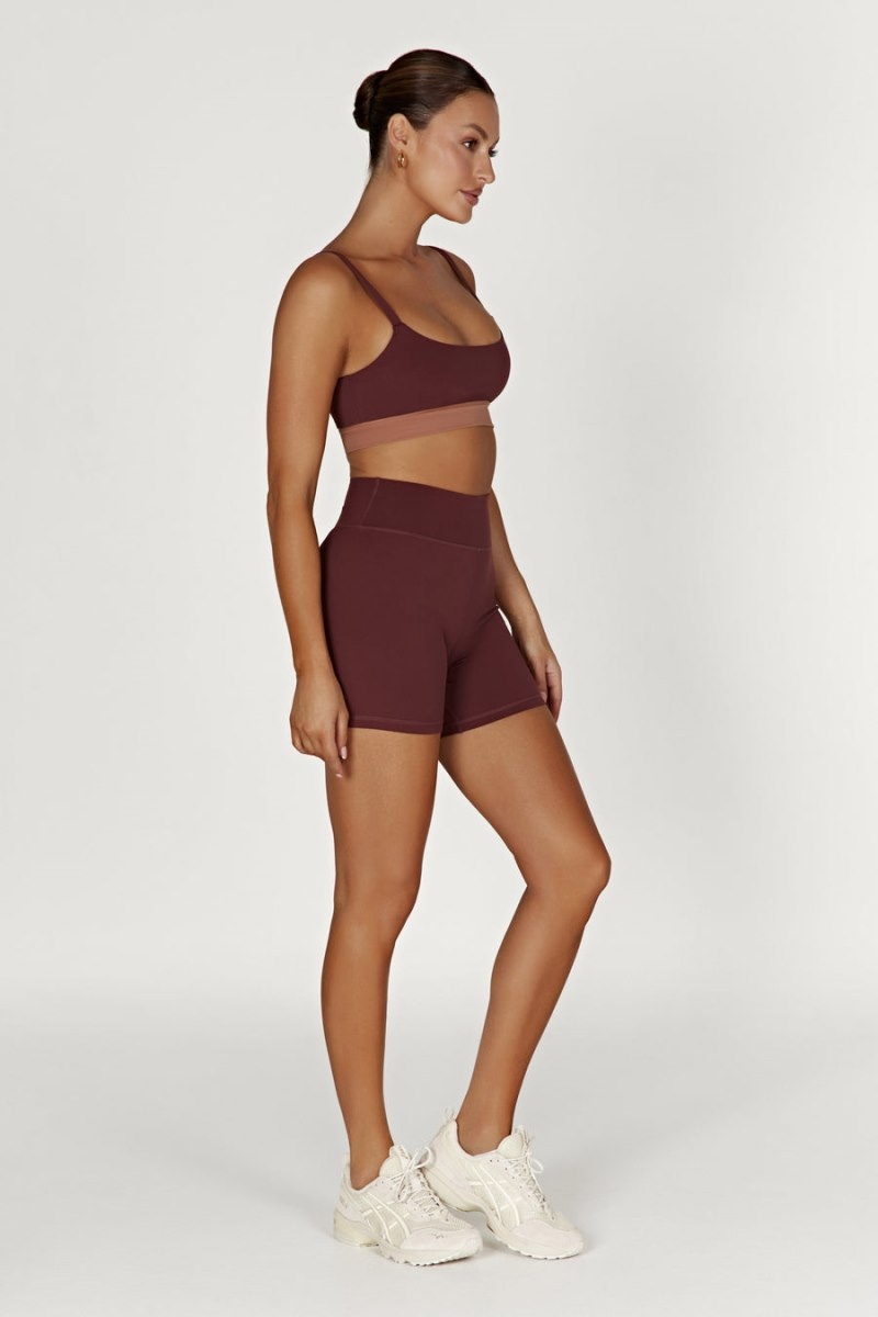 Women's Meshki Nickie Two Tone Sports Bralettes Dark Red / Tan Australia | V3A-4728