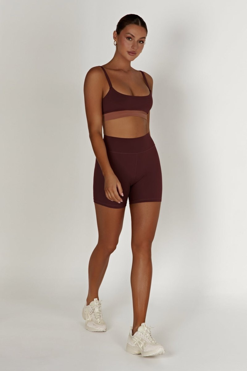 Women's Meshki Nickie Two Tone Sports Bralettes Dark Red / Tan Australia | V3A-4728