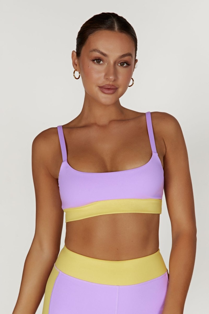 Women's Meshki Nickie Two Tone Sports Bralettes Purple / Yellow Australia | M3P-4031