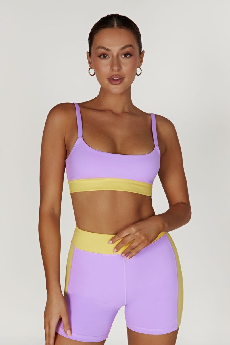 Women's Meshki Nickie Two Tone Sports Bralettes Purple / Yellow Australia | M3P-4031