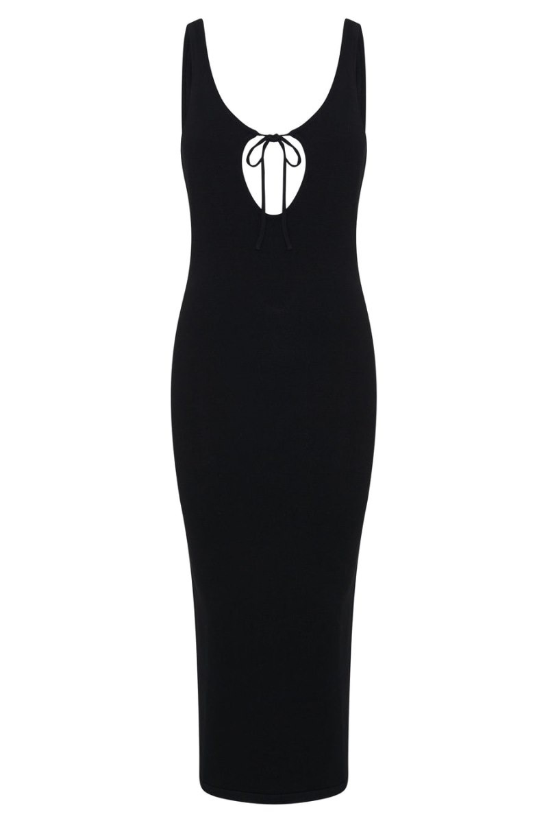 Women's Meshki Nola Cut Out Knit Midi Dress Black Australia | J9A-0802